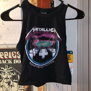 Vintage Metallica band crop top muscle tee, size M